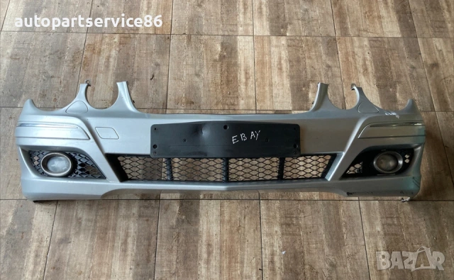 Броня предна сребърна Elegance без PDC сребърен лицев панел за Mercedes W211 (2007) 