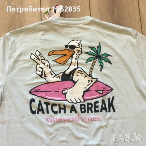 НОВА оригинална светло синя памучна тениска VINEYARD VINES размер L от САЩ, снимка 5 - Тениски - 55361513