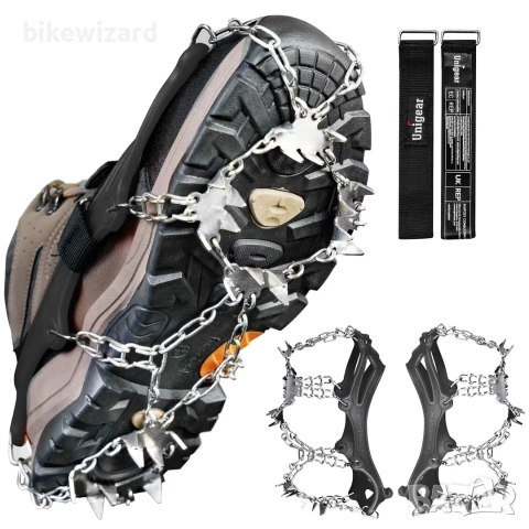 Unigear Котки  шипове за лед за туристически обувки – 24 шипа за обувки XL 42-48 НОВИ