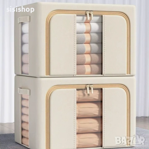 Текстилна кутия за вертикално съхранение с подсилена метална рамка и прозорец 4556, снимка 2 - Други стоки за дома - 53987719