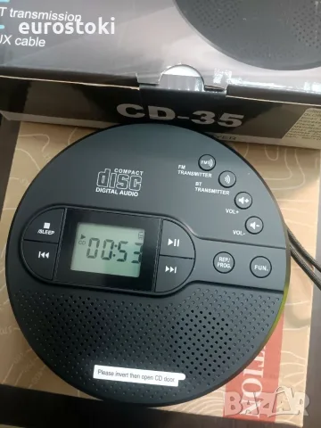 Преносим CD плейър Greadio CD-35 с Bluetooth, акумулаторна батерия 2000mAh, съвместим FM трансмитер, снимка 8 - MP3 и MP4 плеъри - 55647083