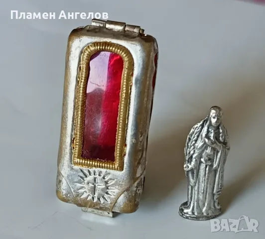 Старинен католически джобен параклис/медальон с Богородица. , снимка 6 - Антикварни и старинни предмети - 55685108
