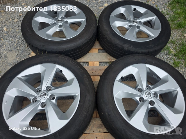 Лети джанти 17ки 5х114.3 Nissan + летни гуми 215/60/17, снимка 2 - Гуми и джанти - 54713039