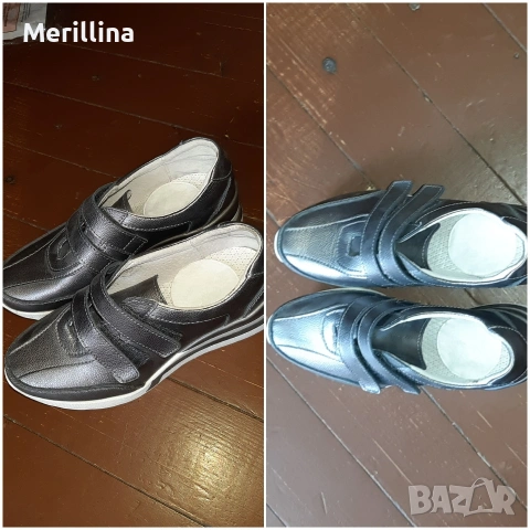 Кожени нови сребристи обувки