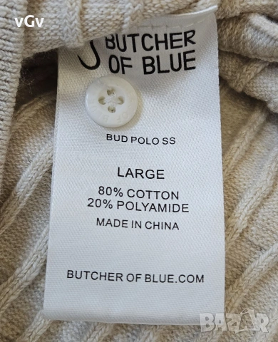 Мъжка тениска Butcher of Blue Knit Polo - L, снимка 6 - Тениски - 55081126
