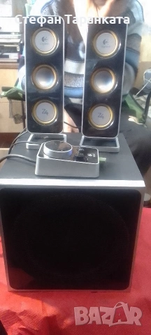 Logitech -субуфер със две тонколони комплект и дистанционно 