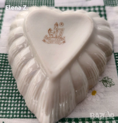 Belleek винтидж купички-сърца от фин ирландски порцелан, снимка 8 - Декорация за дома - 54966235