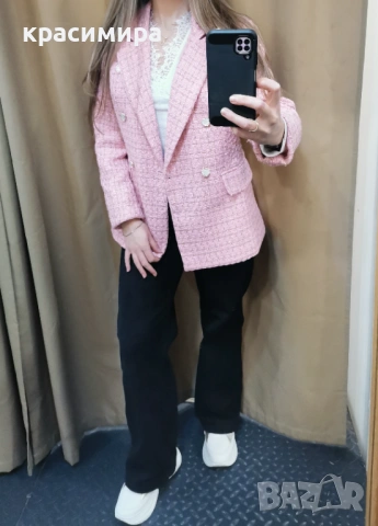Сако розово с златен акцент, снимка 4 - Сака - 54276610