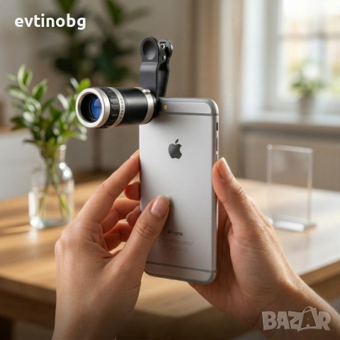 Универсален телескоп обектив за телефон 8x оптично увеличение + щипка, снимка 2 - Друга електроника - 54124583