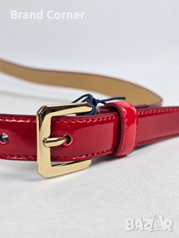 Нов дамски колан Trussardi Jeans - червен лак - 80/32, снимка 3 - Колани - 54423610