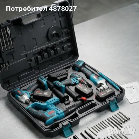 Комплект акумулаторни инструменти BOXER BX-187 – 4в1 + 3x5Ah батерии – Перфоратор, ударна отвертка, , снимка 3 - Куфари с инструменти - 55348329