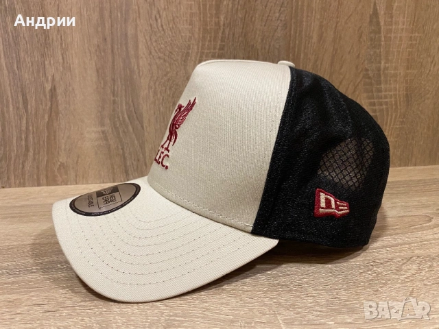  Liverpool FC New Era 9FORTY A-Frame Trucker Cap – Light Beige, снимка 2 - Шапки - 54554627