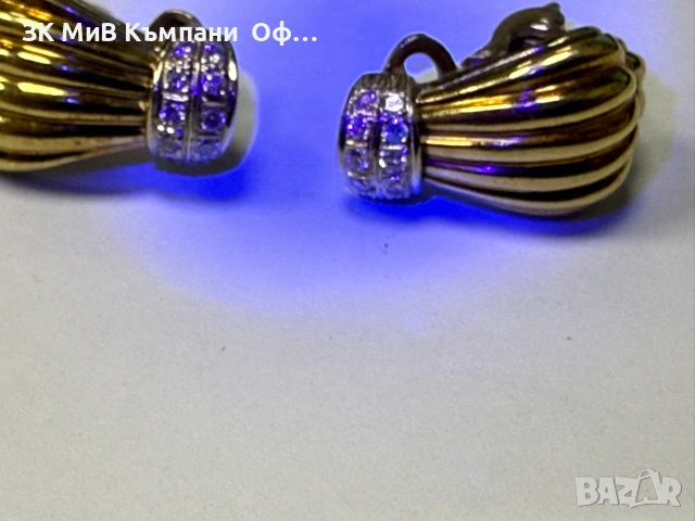 Дизайнерски Златни обеци с диаманти - 8.38 грама - 0.44ct, снимка 5 - Обеци - 55196796