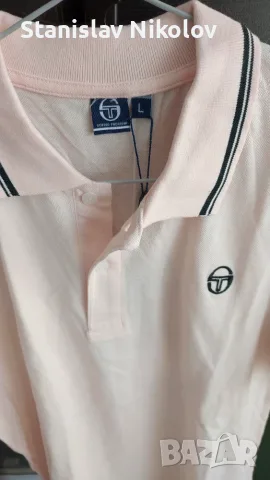 Поло тениска Sergio Tacchini stripe iconic shirt, Size L, снимка 2 - Тениски - 55587463