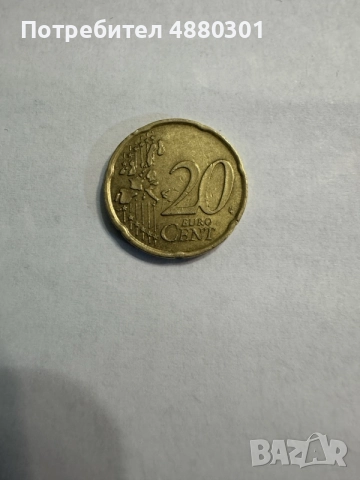 20 евроцента Италия 2002 – първа година на емисията с дефект, снимка 3 - Нумизматика и бонистика - 55246173