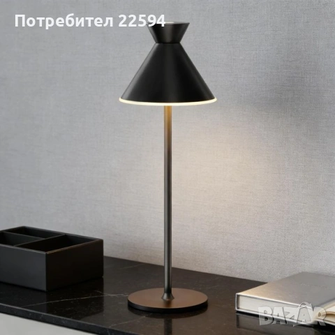 LED акумулаторна регулируема настолна лампа димируема височина 2CCT 3000/6000K USB-C – Черна