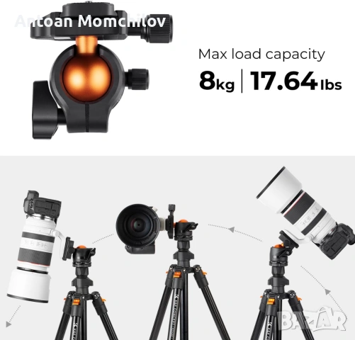 Статив K&F CONCEPT O234A1+BH-36 163см BH-36, снимка 4 - Чанти, стативи, аксесоари - 55283225