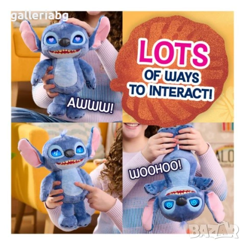 Интерактивен Плюшен Stitch Many Moods със Звуци, LCD Очи и Над 50 Реакции, снимка 6 - Плюшени играчки - 55016444