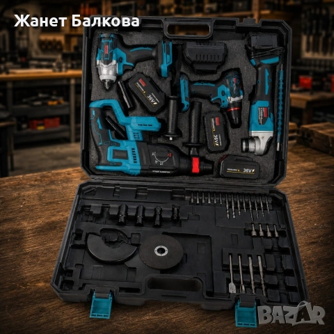 Комплект акумулаторни инструменти BOXER BX-187 – 4в1 + 3x5Ah батерии , снимка 4 - Други инструменти - 54551173