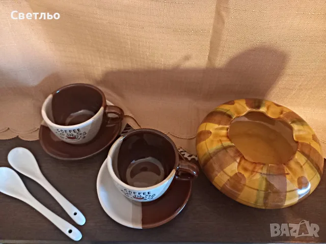 Комплект Чаши за кафе и Пепелник, снимка 4 - Чаши - 55528650