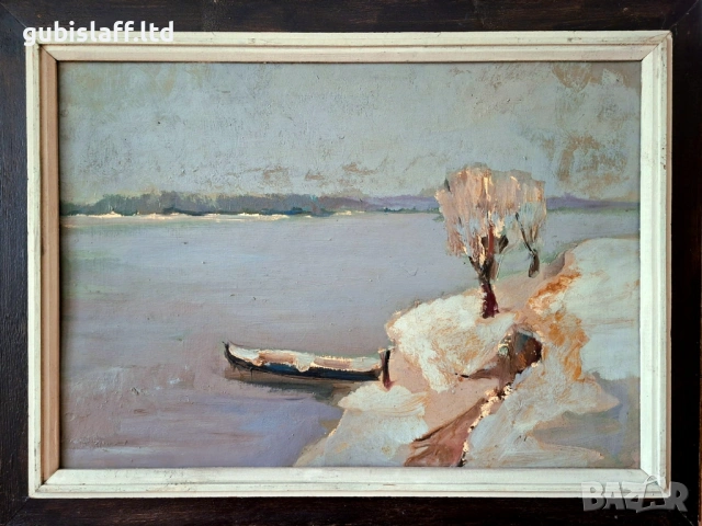 Картина, пейзаж, лодка, худ. Й. Парашкевов (1934-1987)