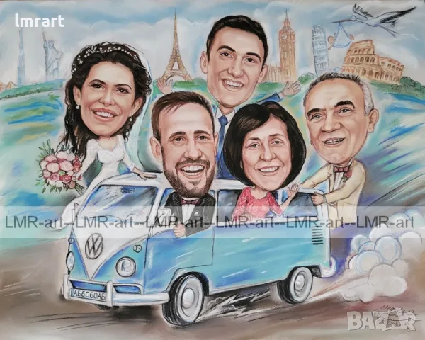 Рисувам ръчно КАРИКАТУРИ,ШАРЖ от снимка по ваш избор, професионално., снимка 7 - Картини - 55372974