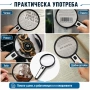 Голяма ръчна лупа 10X с LED осветление за четене стъклена увеличителна мощна дръжка професионална, снимка 4