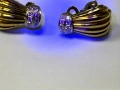 Дизайнерски Златни обеци с диаманти - 8.38 грама - 0.44ct, снимка 5