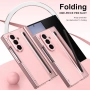 Кожен калъф за Samsung Galaxy Z TriFold със стилус и защита на пантите - розов, снимка 2