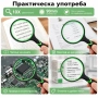 Увеличителна мощна голяма стъклена ръчна лупа 10X увеличение за четене на книги вестници с дръжка, снимка 3