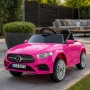Розова акумулаторна кола Mercedes Benz CLS350 с кожена седалка 12V, снимка 1