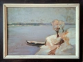 Картина, пейзаж, лодка, худ. Й. Парашкевов (1934-1987), снимка 1