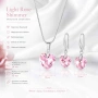 Комплект бижута Swarovski розово колие и висящи обеци сърце, снимка 1