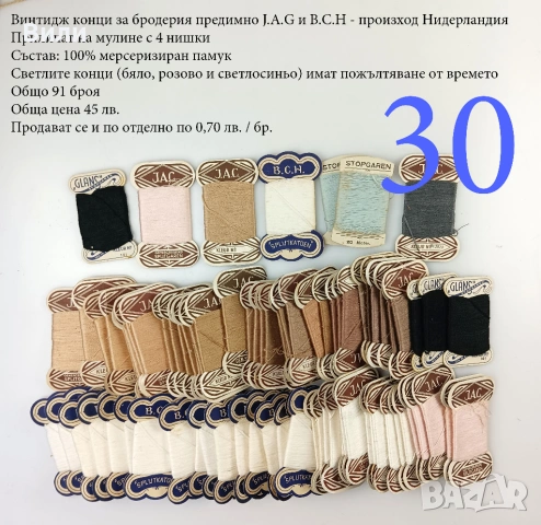 Конци за бродерии в малки количества, различни по вид и състав - мулине, кроше, вълнени, памучни, снимка 10 - Други - 52029945