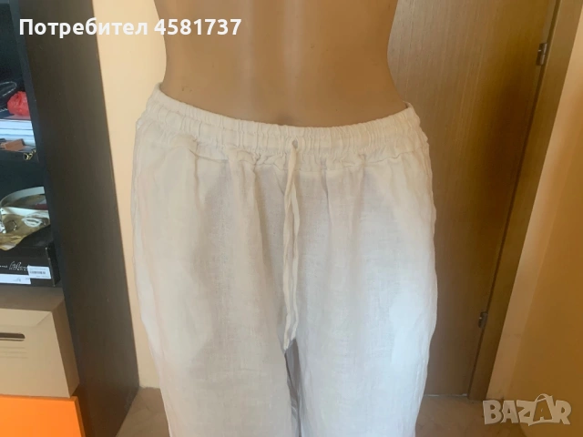 Летен сет- ленена риза райе синьо и бяло и бял летен панталон, снимка 9 - Ризи - 54173821