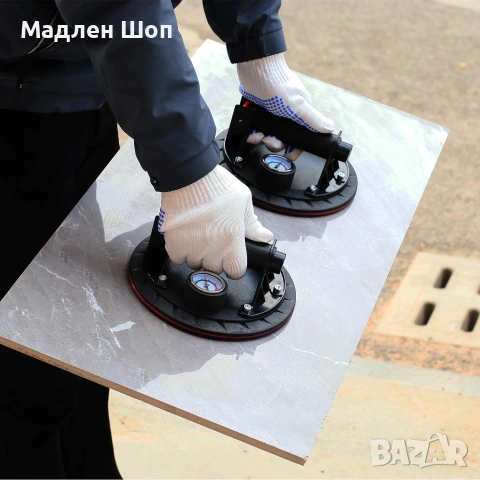 Вендуза за Плочки, Мрамор и Стъкло с Помпа и Манометър 130 кг – Тайга, снимка 3 - Други инструменти - 55051587