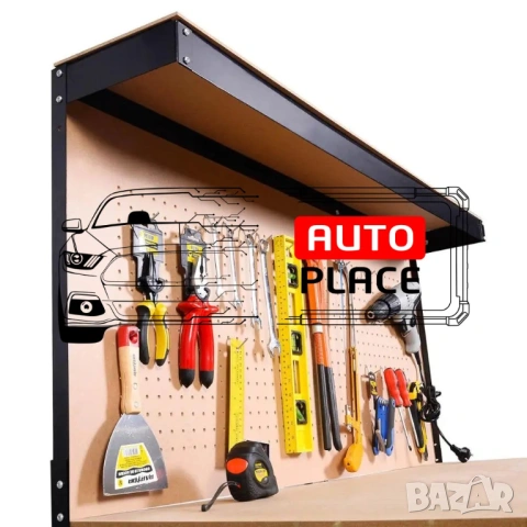 Работна маса със стена за инструменти и чекмедже 120 х 60 х 155 см HAWEK, снимка 2 - Други инструменти - 53968729