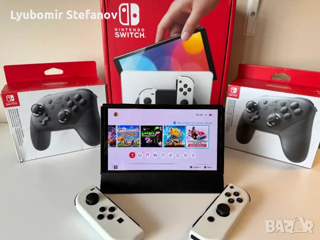 Nintendo Switch OLED + 11 игри + 2 Pro Controller + HORI
