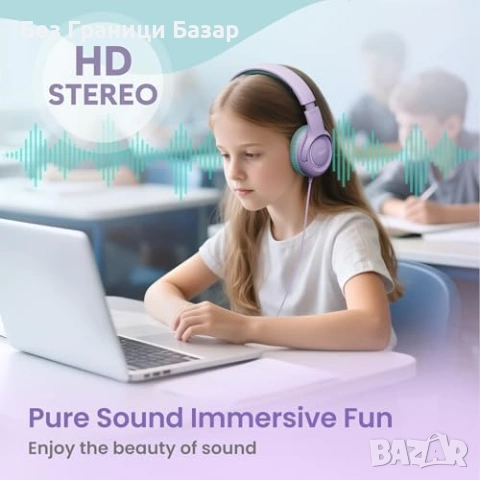 Нови Детски over-ear слушалки Acer HK03 за таблет училище пътване сгъваеми с лимит на звука, снимка 3 - Слушалки и портативни колонки - 54464971