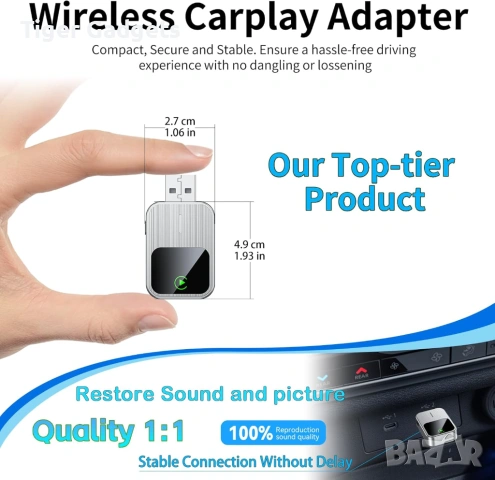 SOSECCE K2-G Wireless CarPlay Android Auto адаптер 2в1 безжичен, снимка 2 - Аксесоари и консумативи - 54188924