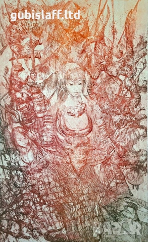 Картина, графика, "Оброк за дъжд", худ. Н. Атанасов, 2006 г, снимка 2 - Картини - 53969107