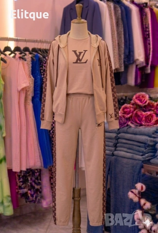 Дамски памучен екип с дизайнерско лого Louis Vuitton 