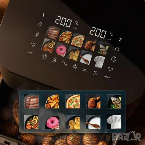 Фритюрник с горещ въздух Cecotec Cecofry&Grill Smokin' 10000, 10L, 2200W, 40-200°C, грил, снимка 6 - Фритюрници - 55193382