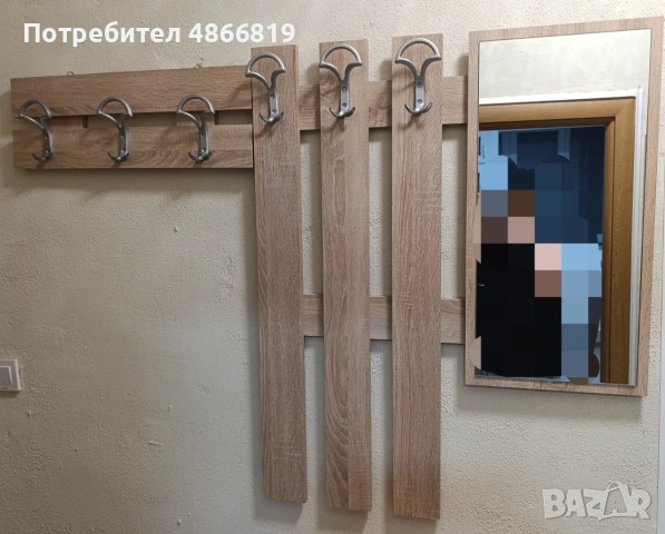 Закачалки с огледало портманто цвят дъб