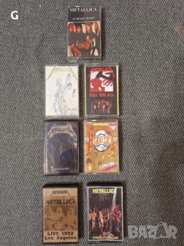 Лот 5 оригинални аудио касети Metallica, кутии и обложки: