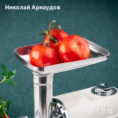 Месомелачка с приставка за домати  Voltz OV51991F, 600/1800W, Аксесоар за колбаси, Бял, снимка 3 - Месомелачки - 55309500