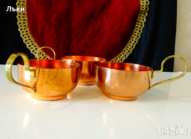 Масивни медни чаши 150 мл.,позлата. , снимка 2 - Антикварни и старинни предмети - 53951776