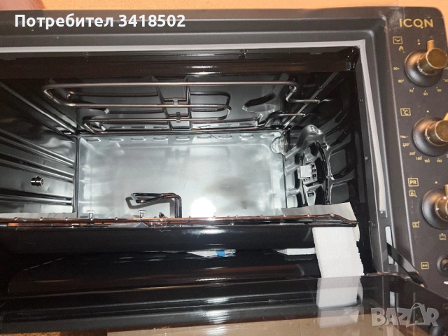 Чисто нова мини фурна ICQN 60L, 2000W, конвекция и грил – ретро дизайн, снимка 5 - Печки, фурни - 54813399