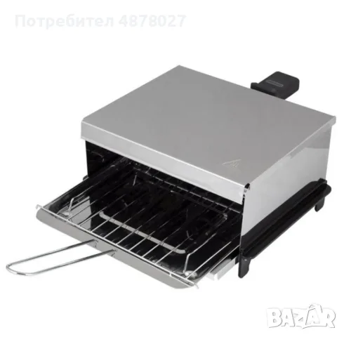 Парти грил Rosberg 800W, Демонтиращи се дръжка и бр. 1 скара, Тавичка за мазнина, Инокс, 2 ГОДИНИ ГА