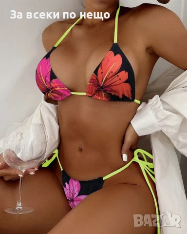 Дамски Флорален Бански От Две Части👙Дамски Бански С 2 Части Код Pink49